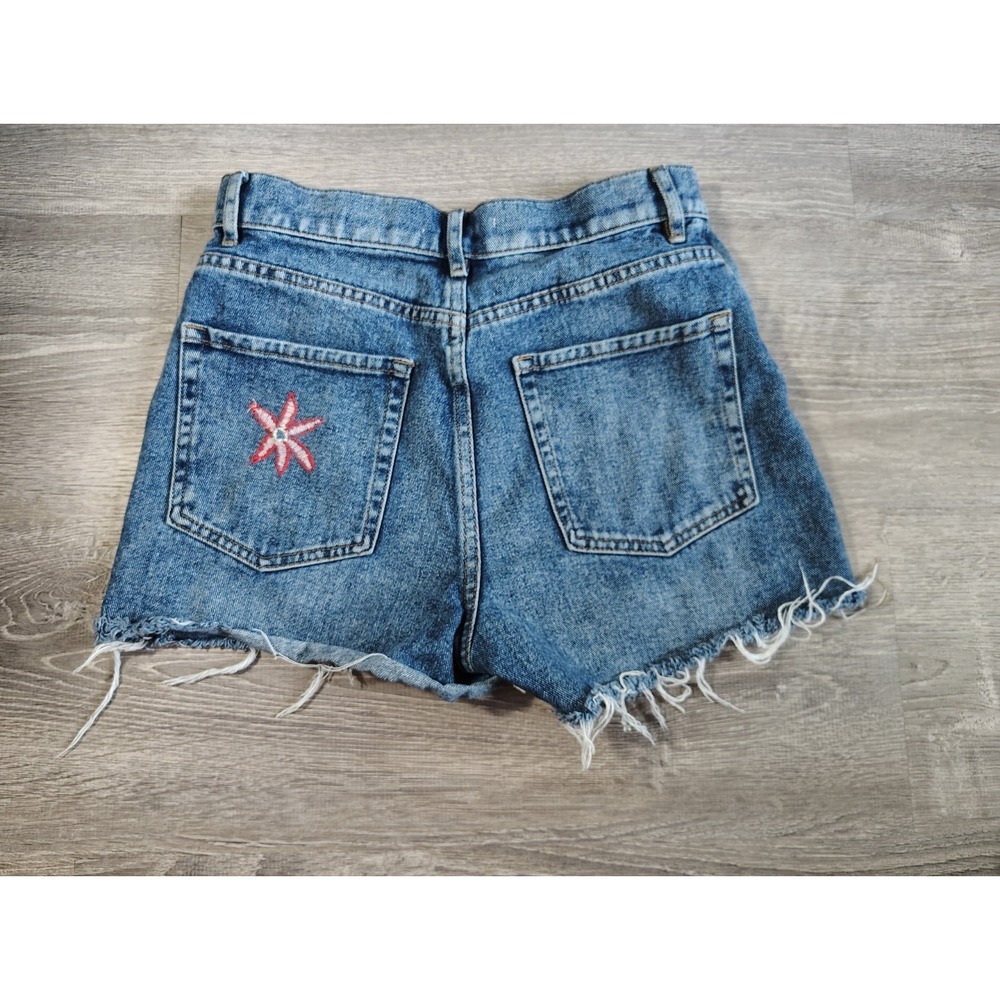 PacSun High Rise Icon Short Size 26 Raw Hem Embroidered Pocket‎ Button Fly - Picture 7 of 12